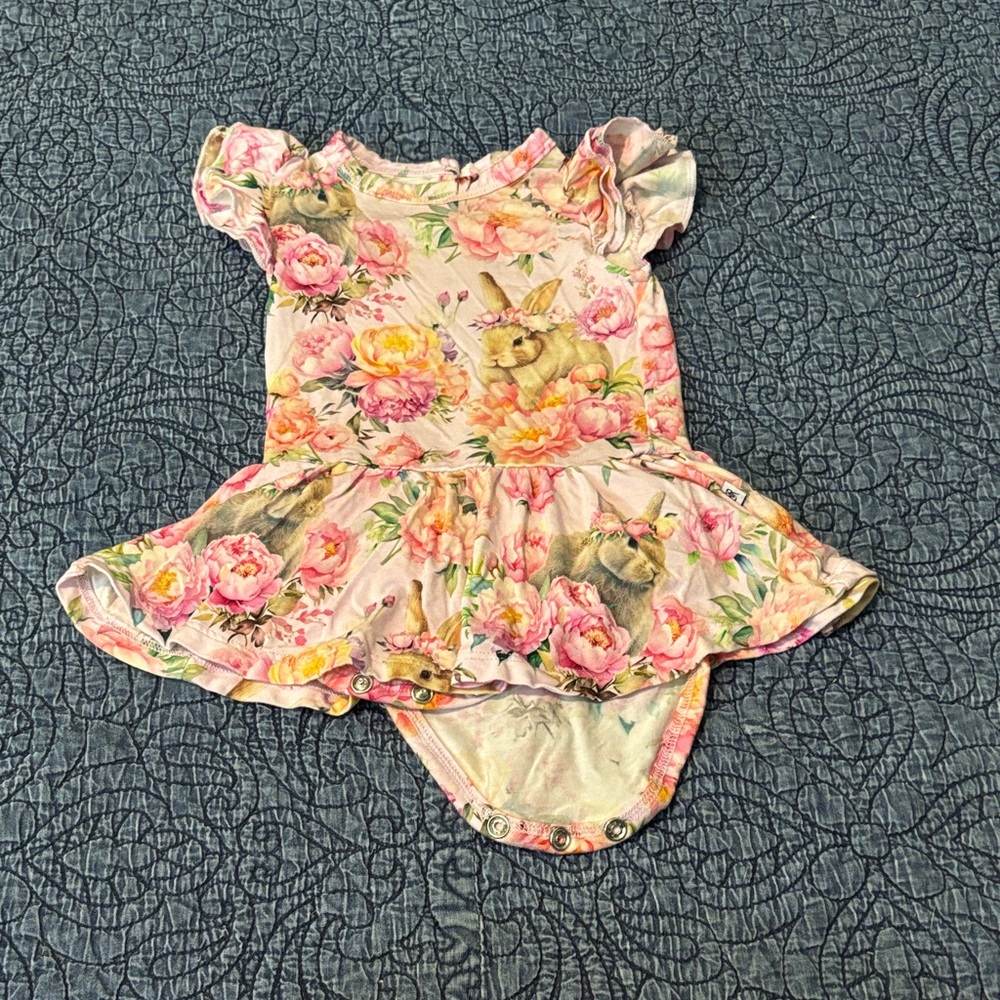 Floral Pink with Easter Bunnies Kids Bodysuit